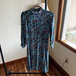 LOFT Bouquet Mock Neck Midi Dress Paisley Boho Sz 6